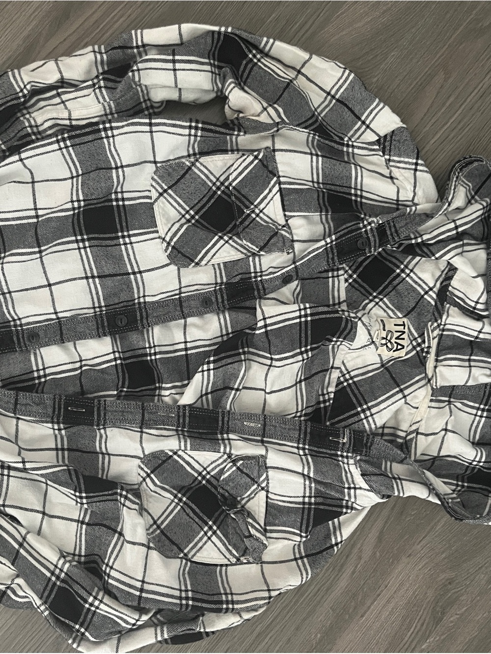 TNA Black & White Plaid Button-Down Shirt